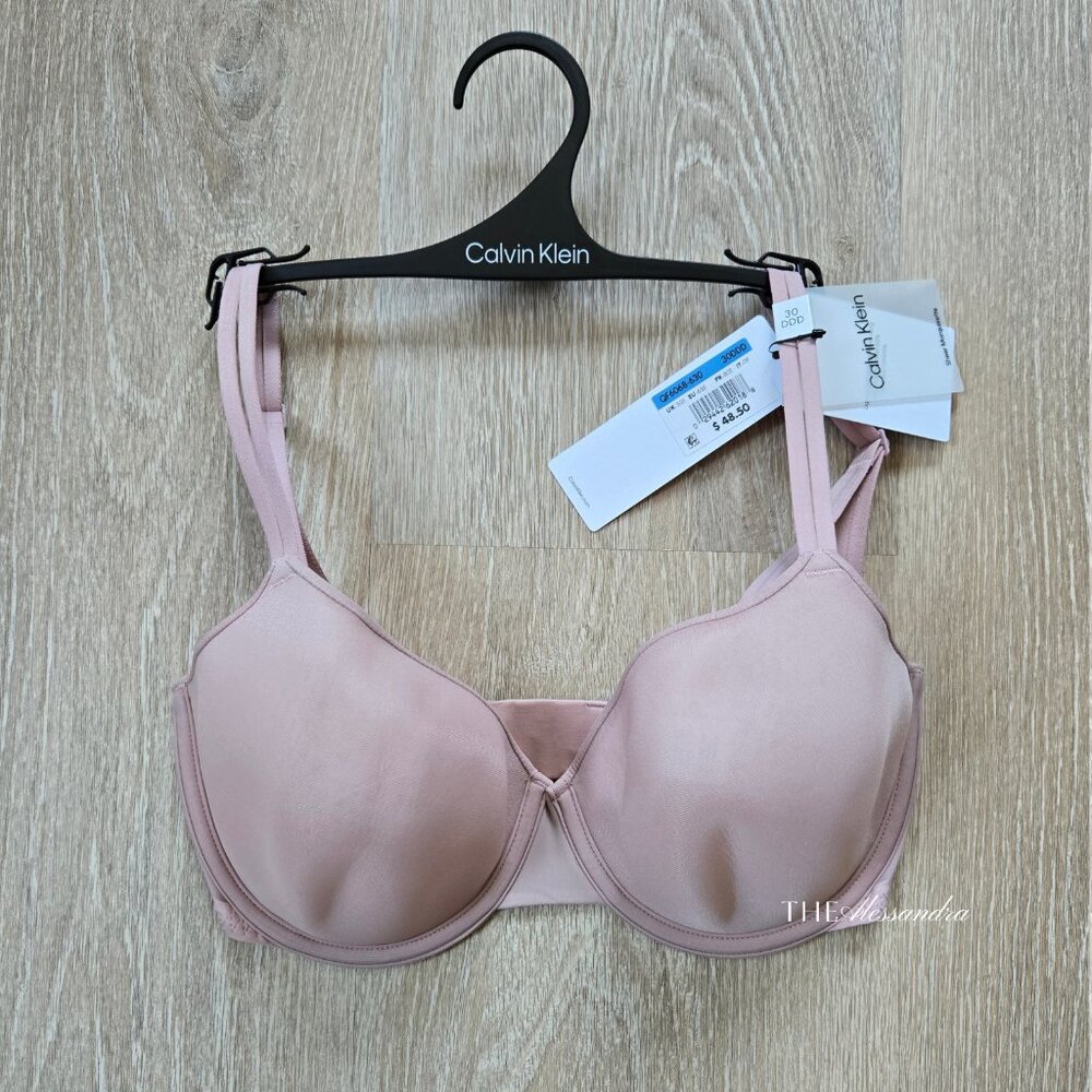 Calvin Klein Sheer Marquisette Lightly Lined Demi Bra 30DDD Nude New With Tags